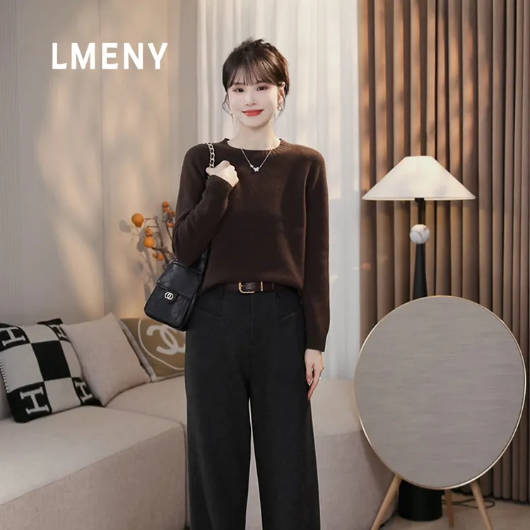 LMENY“多件囤”100绵羊毛！巨软糯轻盈无缝全成型圆领针织衫25DM017