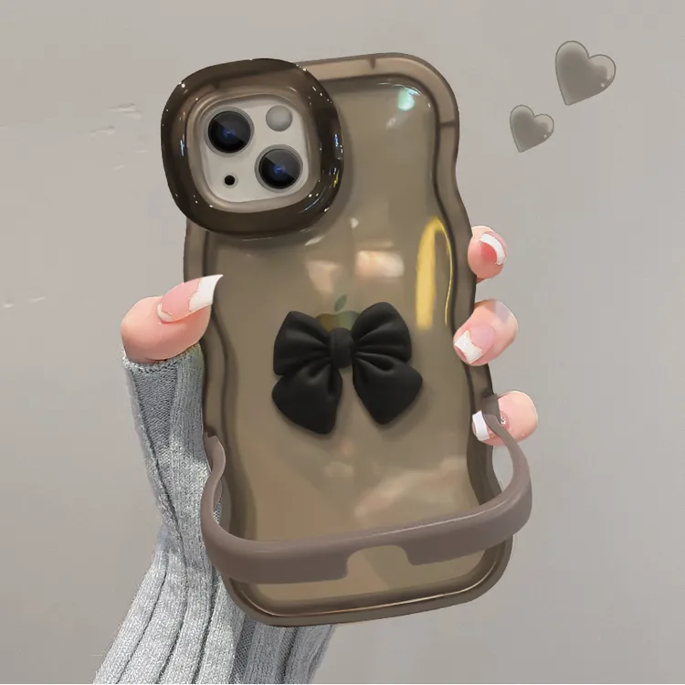 蝴蝶结公仔适用苹果15华为oppo/vivo小米iPhone板凳双支架手机壳