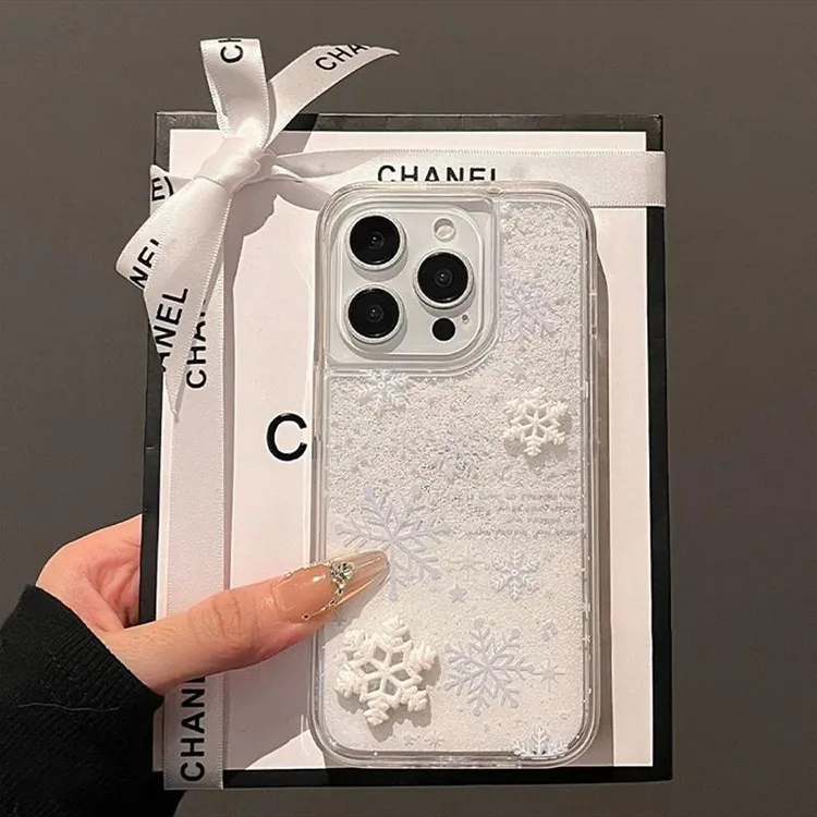雪花适用苹果透明全包流沙手机壳软壳防摔华为OPPO小米15VIVO