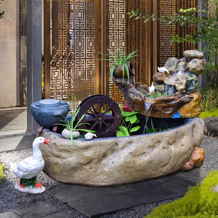 户外假山流水喷泉别墅花园阳台循环水景风水轮招财鱼池庭院造景观