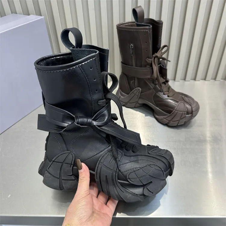 女款时尚休闲百搭厚底网红加绒高帮秋冬秋季系带中筒炸街潮流潮鞋