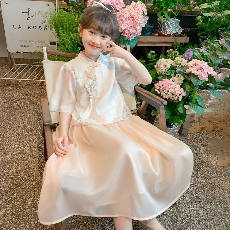 新款2025女童连衣裙夏装女孩中式国风汉服裙子夏季儿童公主裙套装