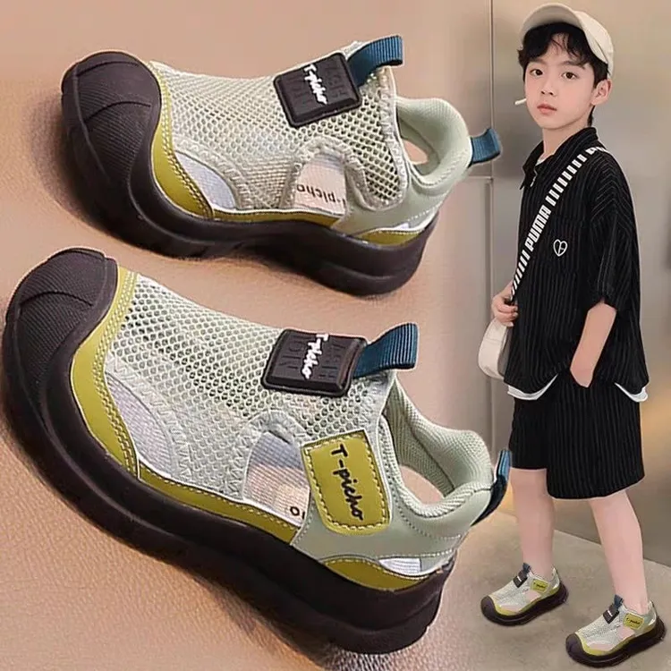 男童凉鞋薄款2025夏季新款儿童网面透气男孩运动单网鞋包头沙滩鞋