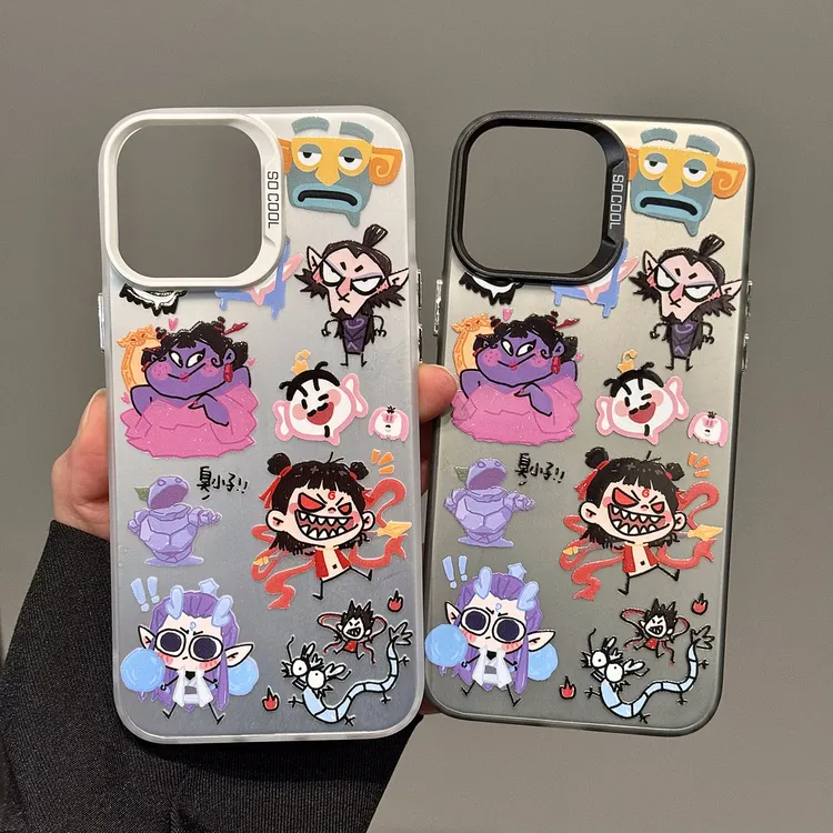 哪吒可爱涂鸦新款彩银手机壳适用苹果16pro华为荣耀小米VIVO/OPPO