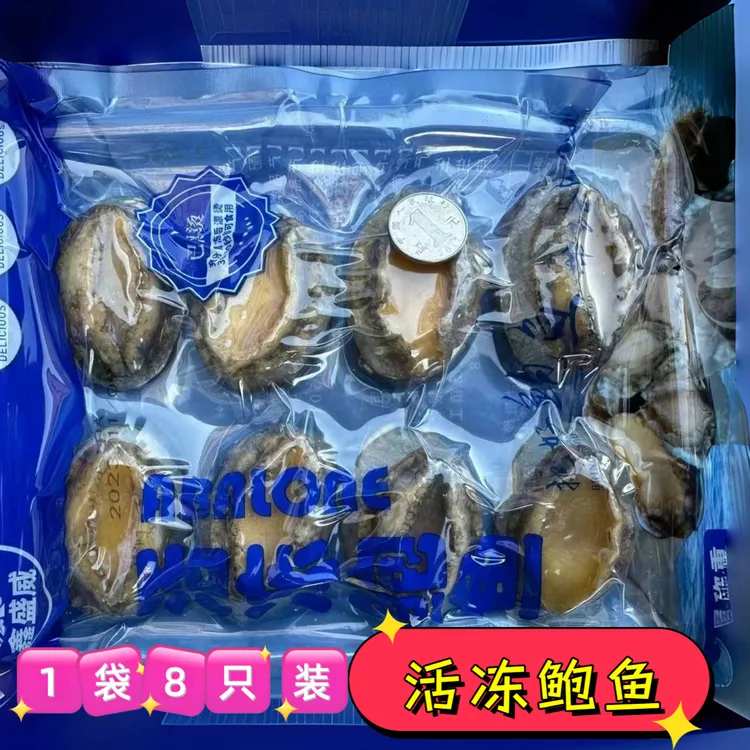 新鲜冷冻带壳整只鲍鱼6 - 7cm商用冷链发货海鲜水产