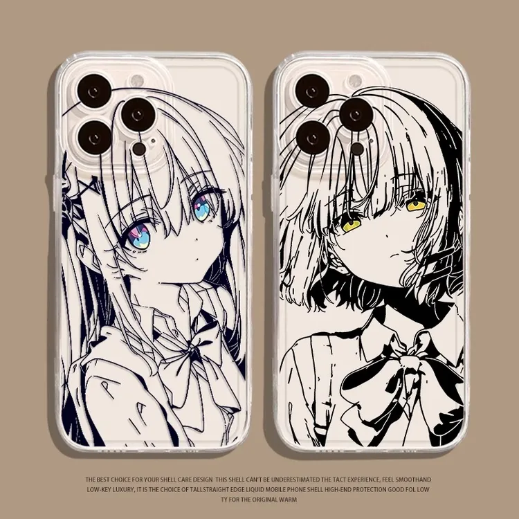 素描孤独摇滚手机壳适用苹果16promax华为小米14vivoOPPO透明全包