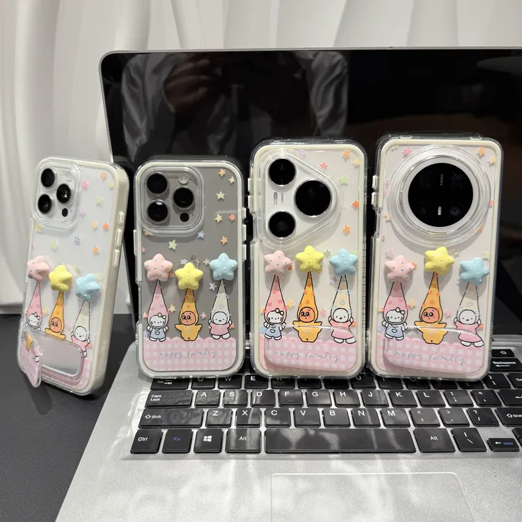 星星人可爱猫支架适用苹果/华为/荣耀/OPPO/VIVO/小米手机壳防摔