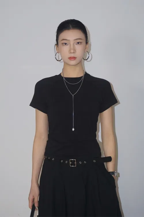 美式修身个性插肩袖四针六线气质休闲遮遮副乳短袖T恤