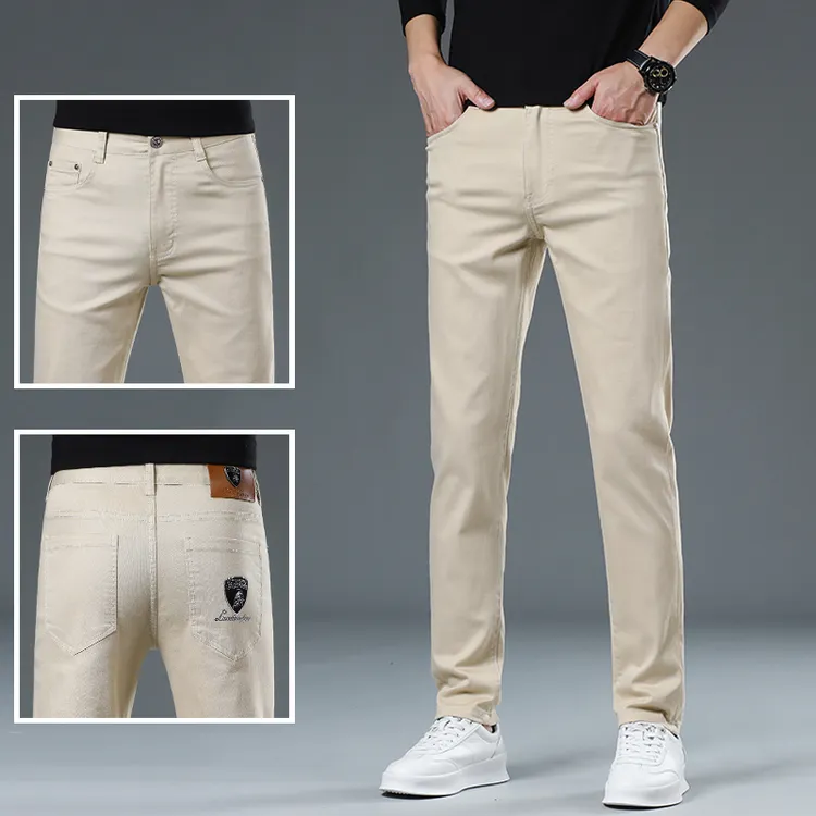 2025秋冬新款牛仔裤男士高端简约舒适商务休闲修身直筒水洗长裤子