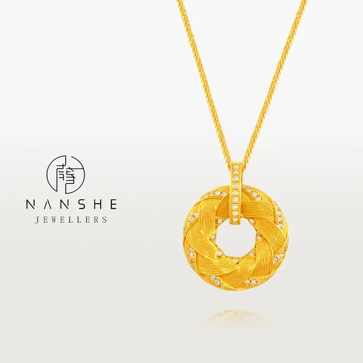 NANSHE/南奢 新中式古法鎏光圆满麦穗平安扣项链L1959