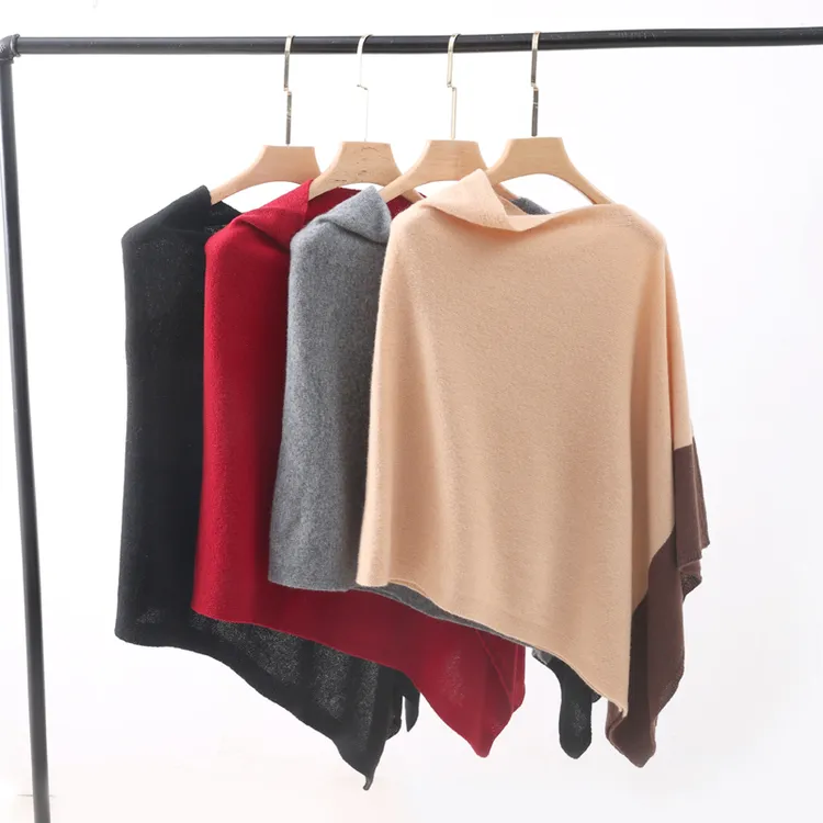 100%纯羊毛披肩百搭斗篷外套女针织外搭一字领护肩颈保暖毛衣围巾