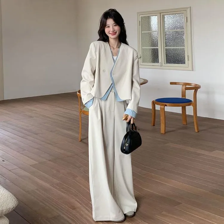 THEORY ERROR轻奢假两件西装阔腿裤套装女年新款两件套韩系休闲百