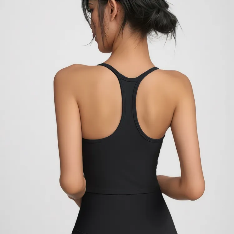 固定胸垫细肩带瑜伽背心女弹力紧身运动速干跑步外穿健身吊带内衣