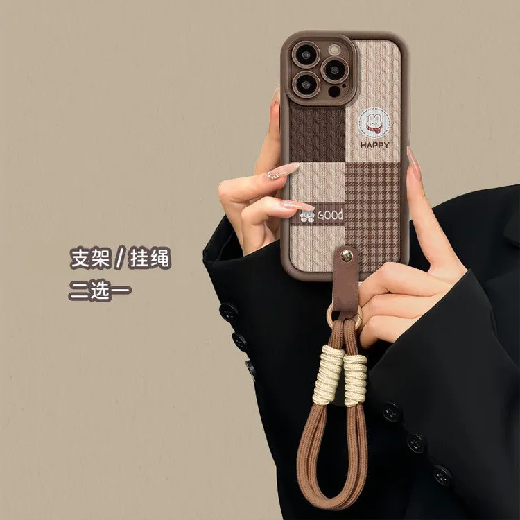 毛衣纹小兔适用苹果16ProMax手机壳iPhone15小羊皮全包硅胶保护套