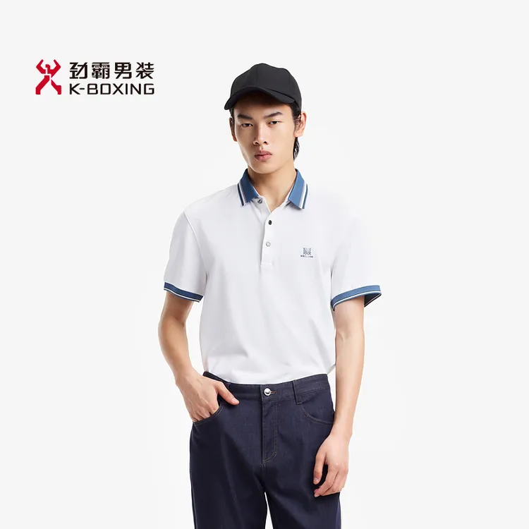 劲霸男装春夏翻领桑蚕丝高端短袖polo衫┃BTBE2561