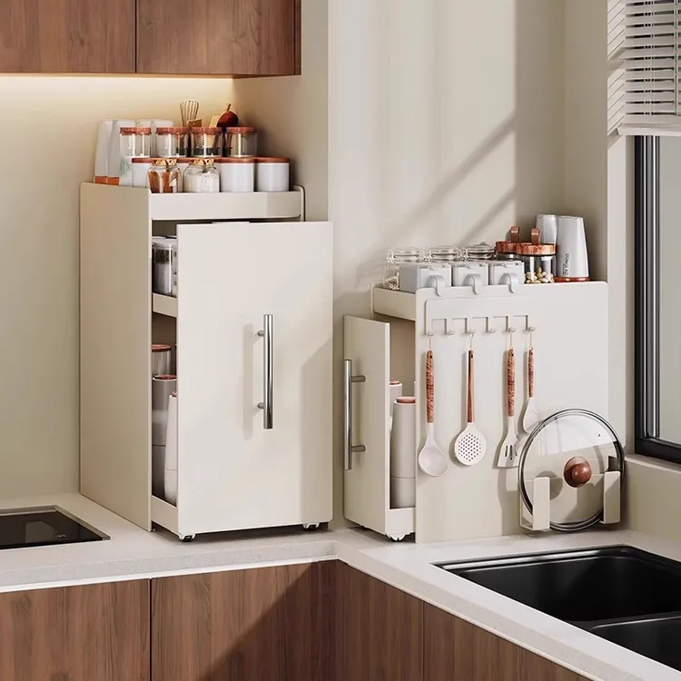 厨房调料置物架家用多功能双层窄边调料架台面抽拉柜调料品收纳盒