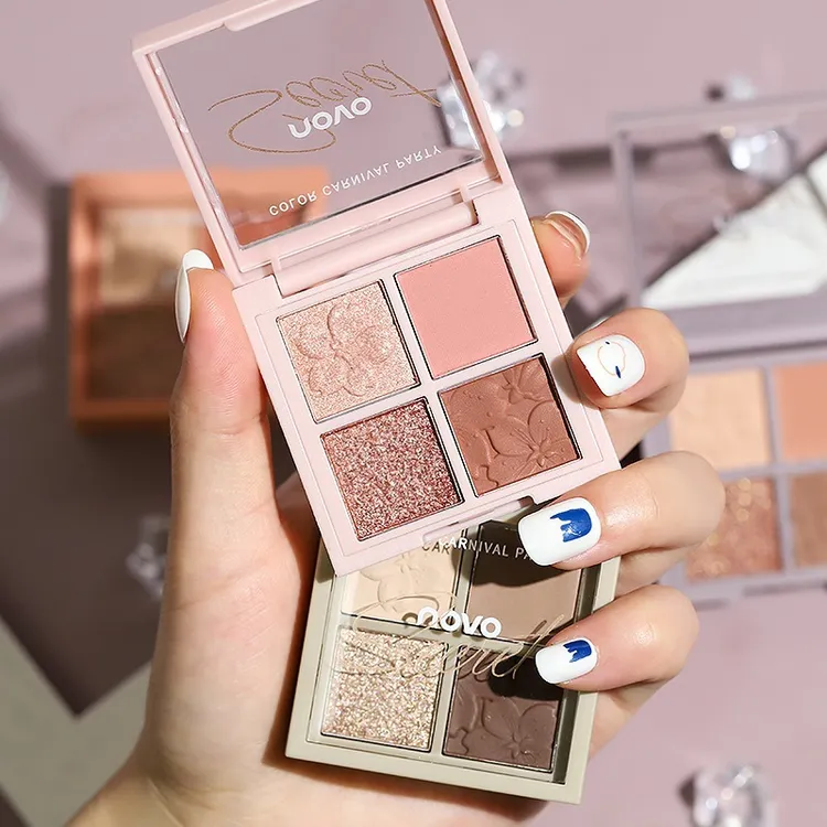 NOVO四色眼影女学生党直播网红珠光大地色眼影盘新手初学者高颜值