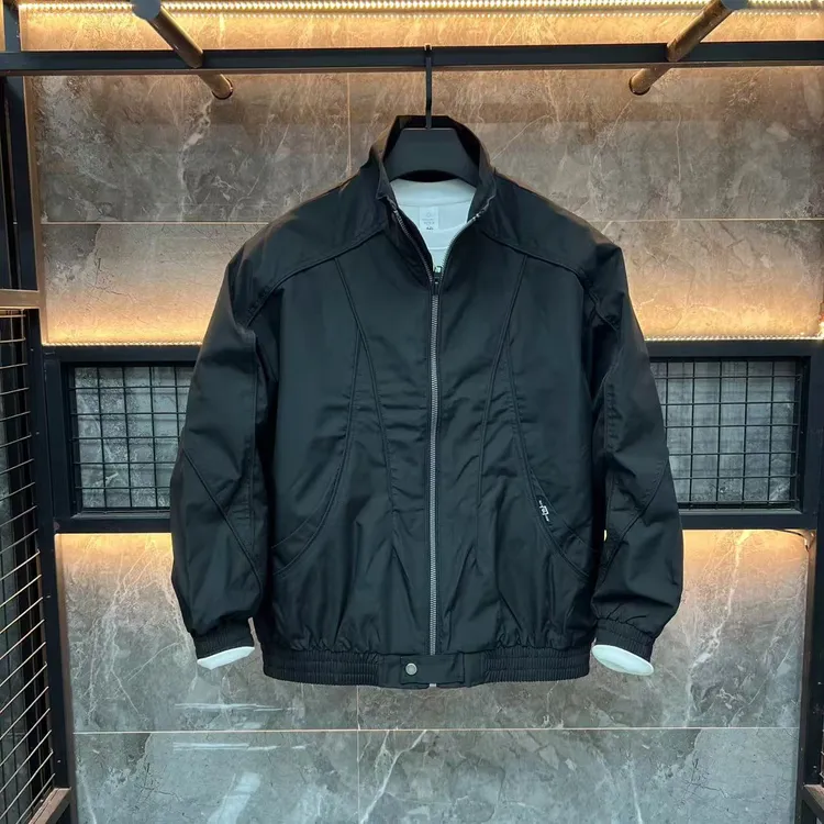 春秋新款高档工装立领夹克男潮牌简约时尚宽松百搭休闲上衣外套