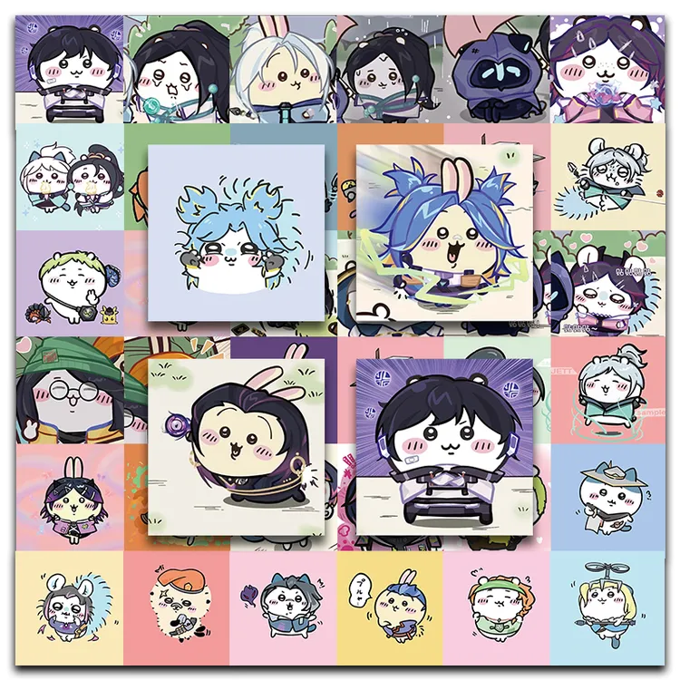 120张chiikawa吉伊卡哇无畏契约贴纸可爱表情创意diy装饰贴画防水