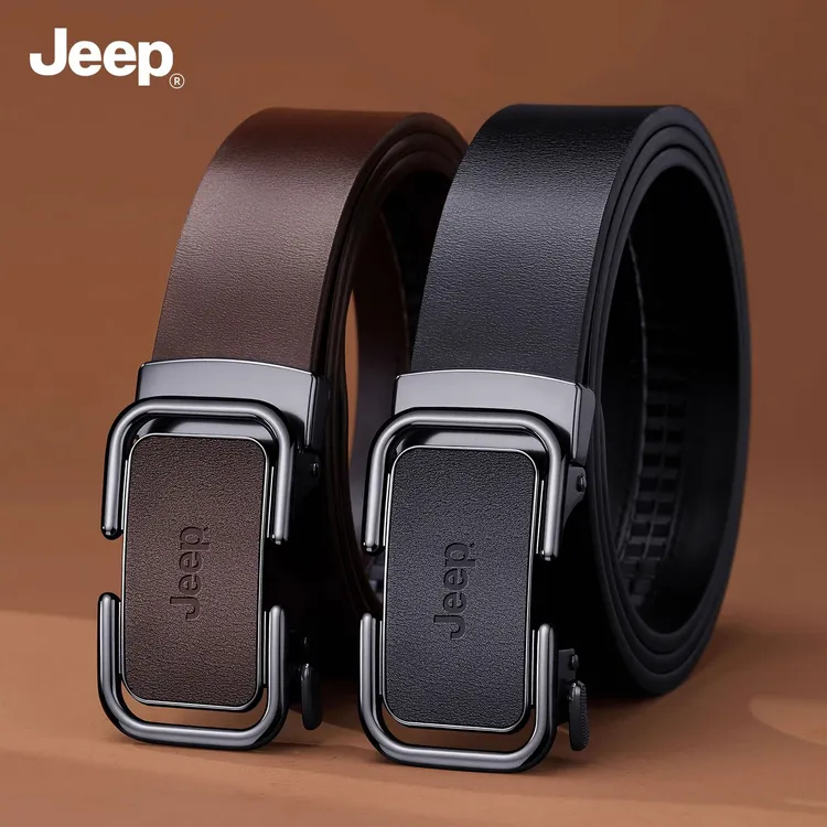 JEEP/吉普皮带男士新款自动扣真皮复古休闲牛皮高档裤腰带男款