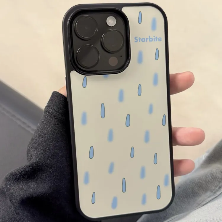 高级ins简约雨滴适用苹果17pro磨砂手机壳iPhone16女15新款14防摔