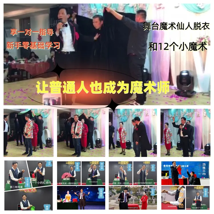 舞台魔术仙人脱衣和12个小魔术高清视频课程赠国画马到成功