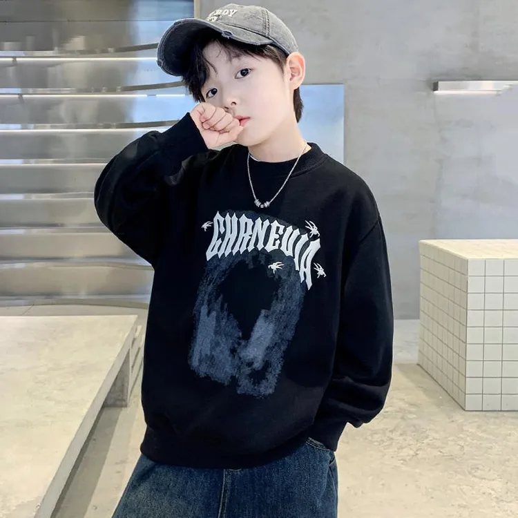 男童卫衣春秋款新款秋装儿童帅气时髦上衣中大童男孩炸街痞帅