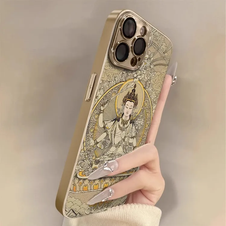 文殊菩萨适用苹果16promax手机壳新款iphone15pro小羊皮保护套14