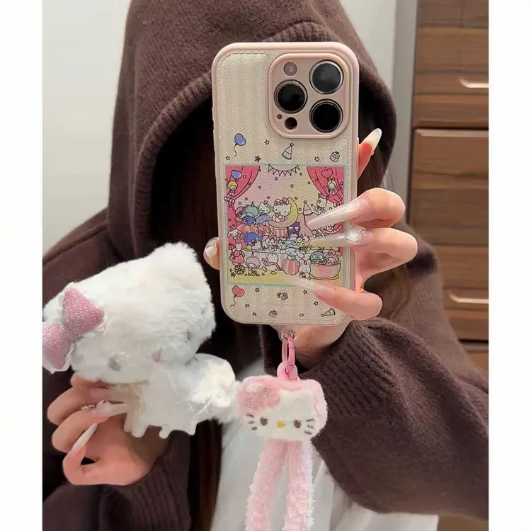 雅天立三丽鸥KT挂绳适用苹果iPhone17气垫手机壳华为vivoppo小米