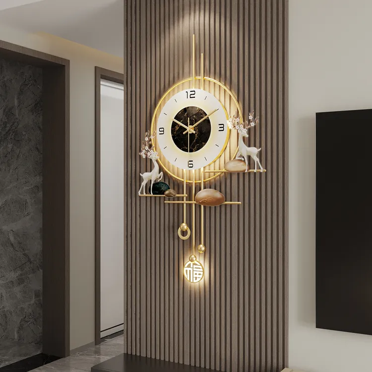 装饰2025新款创意轻奢高档钟表挂钟现代简约大气客厅静音时钟挂墙