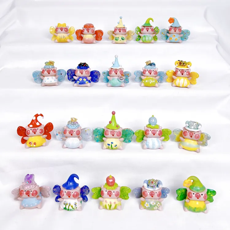 现货卡通造型手工可爱立体猪猪陶瓷花盆家居潮玩精致小摆件压盆石