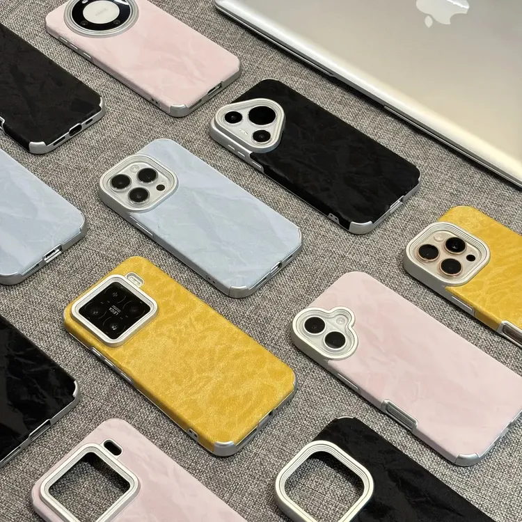 纯色贴皮雪山纹适用苹果17/16手机壳iPhone15小米14vivoppo华为潮