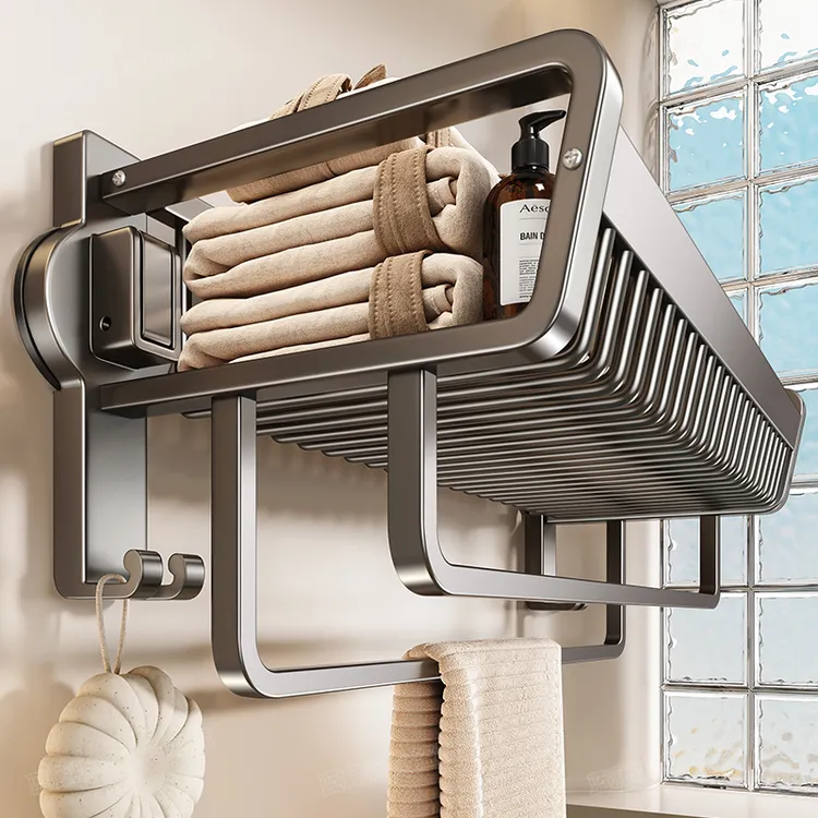 蓝藤浴室免打孔吸盘毛巾浴巾架卫生洗手间厕所收纳置物架挂架大全