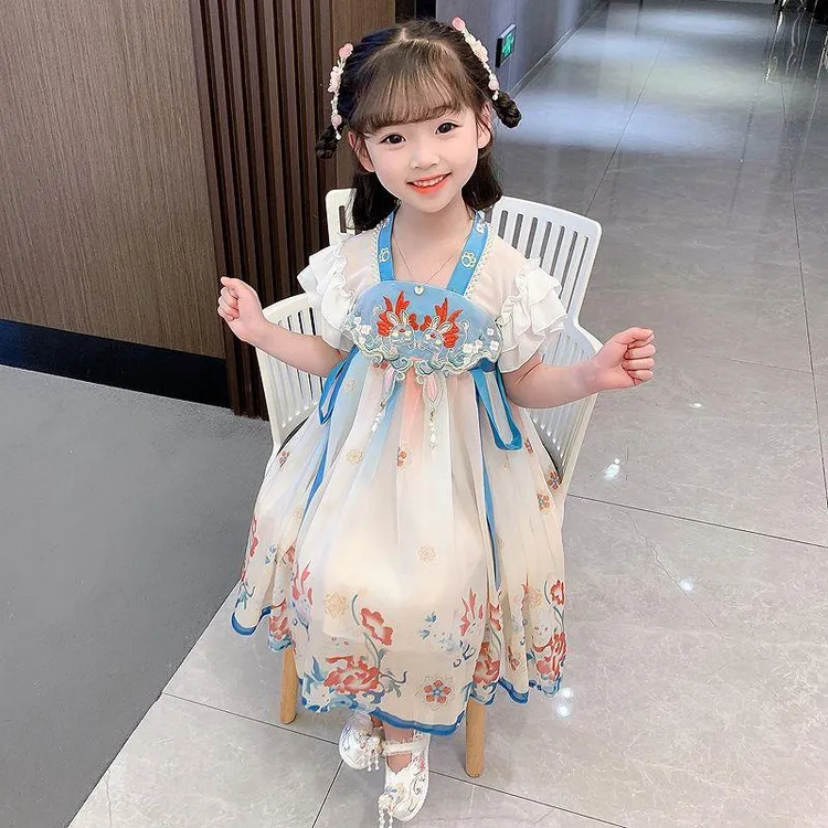 女童汉服夏季连衣裙2025新款洋气儿童夏装裙子宝宝女孩夏天公主裙