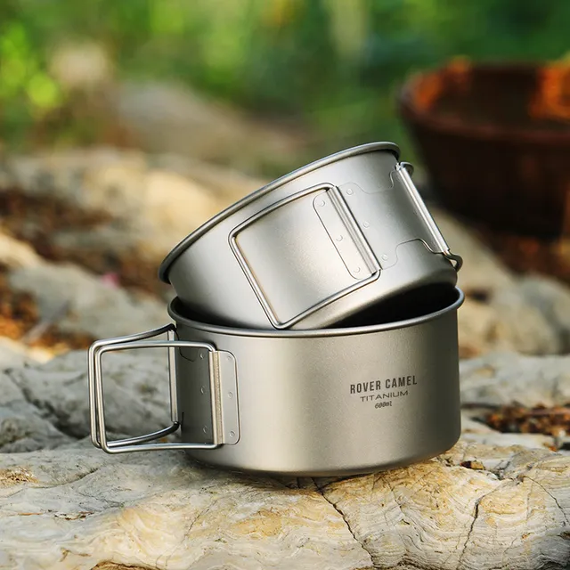 揽胜户外野营纯钛餐具便携饭盒隔热单层钛碗饭碗钛合金套碗野餐碗