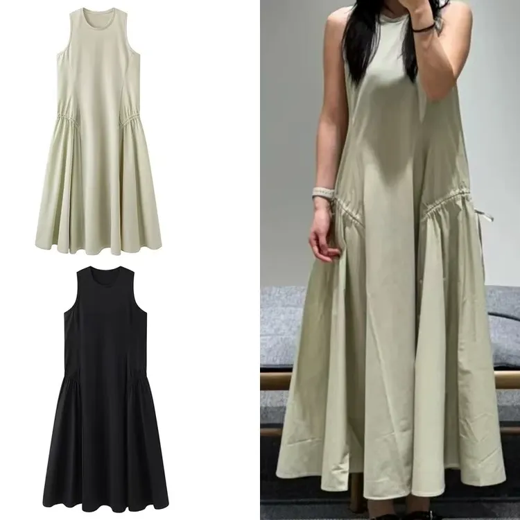 （8507）2025夏季新款时尚百搭宽松休闲收腰显瘦无袖背心连衣裙女