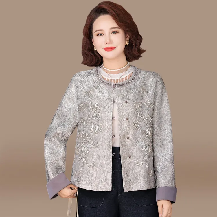 品牌妈妈秋装外套洋气小香风开衫2025新款妈妈装春秋高级感上衣女