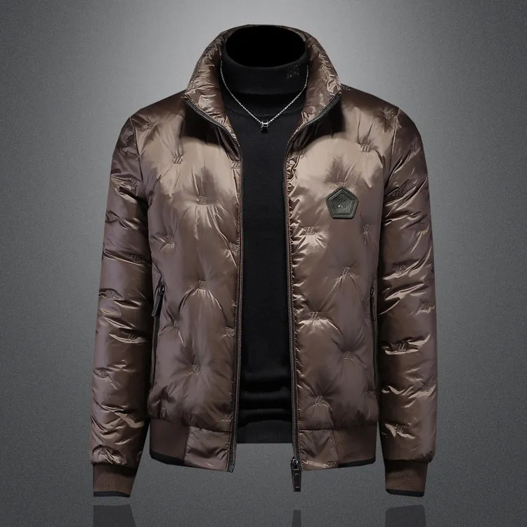 欧洲站高端刺绣羽绒服男时尚冬季百搭保暖防风立领高级感潮流外套
