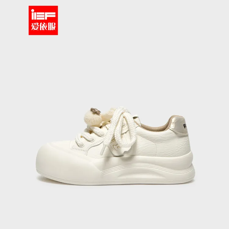 IEF/爱依服时尚女鞋2025秋季新款韩版爆款设计感低帮厚底小白鞋