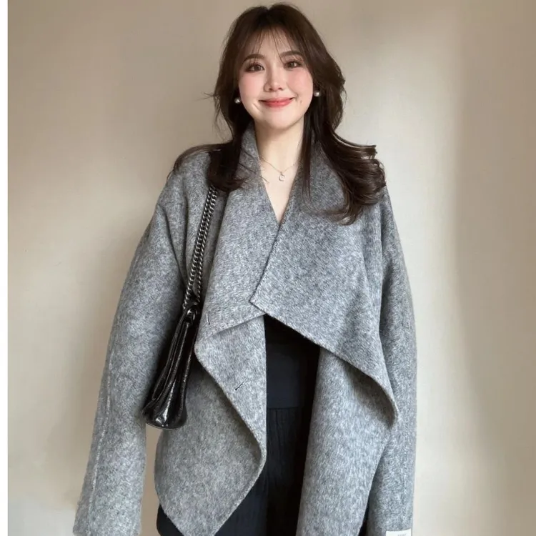 法式感毛呢外套女2024春季新款气质显瘦上衣宽松呢子大衣短款时尚