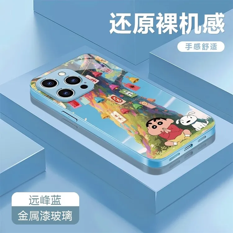 适用小新祈福苹果16/15华为P70/vivo/oppo金属漆玻璃防摔手机壳女
