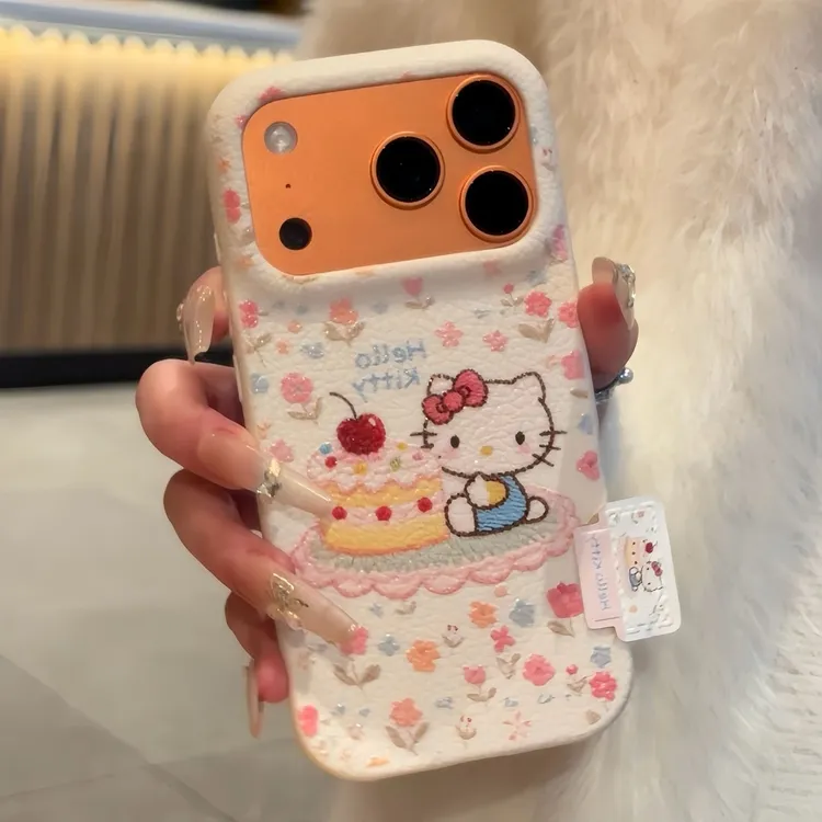 满屏花花蛋糕凯蒂标签适用iPhone17promax手机壳vivo小米华为opp