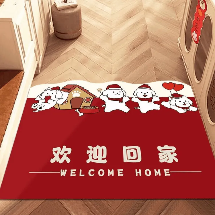 家用入户卡通动物地垫可裁剪硅藻泥吸水防滑耐脏玄关进门垫可定制
