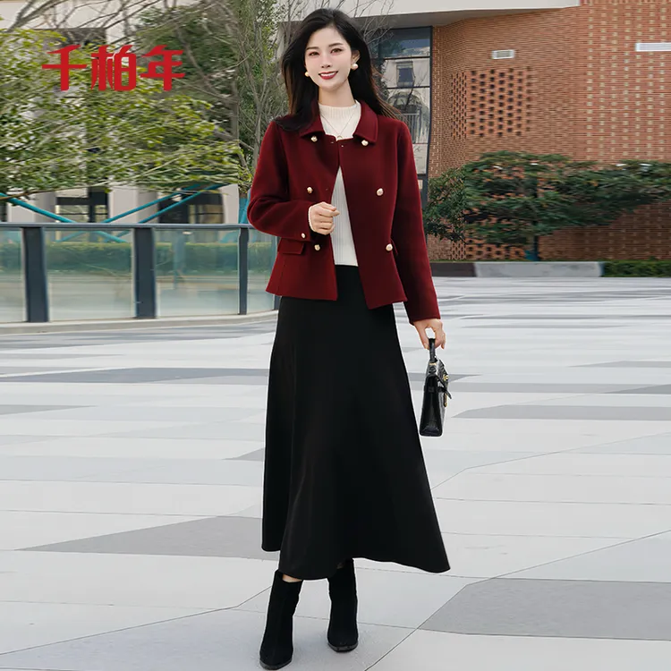 千柏年【焕新冬日】100% 绵羊毛小香风双面呢毛呢外套-C1973