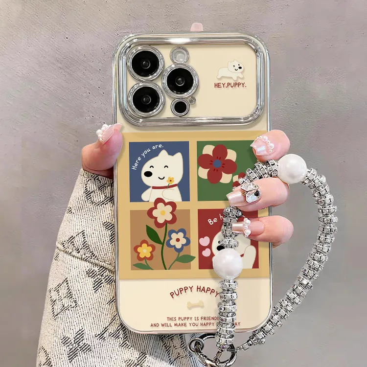小狗手链适用苹果17华为vivo/oppo小米iPhone16pro电镀视窗手机壳