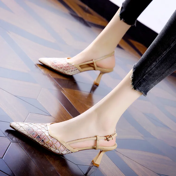 7CM[已开价]气质尖头高跟鞋女2025年新款性感细跟包头凉鞋2577-3