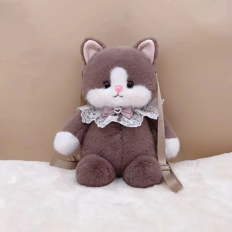 可爱会跑步的猫咪玩偶双肩包毛绒公仔送女生生日礼物