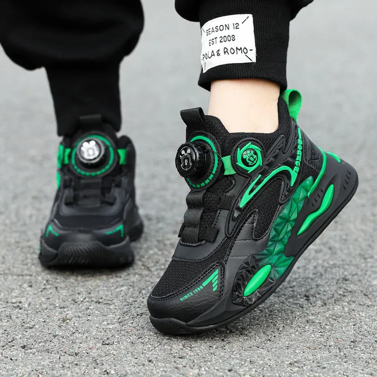 运动鞋透气夏季儿童男童中大童春秋童鞋防滑网鞋旋转扣男童儿童户