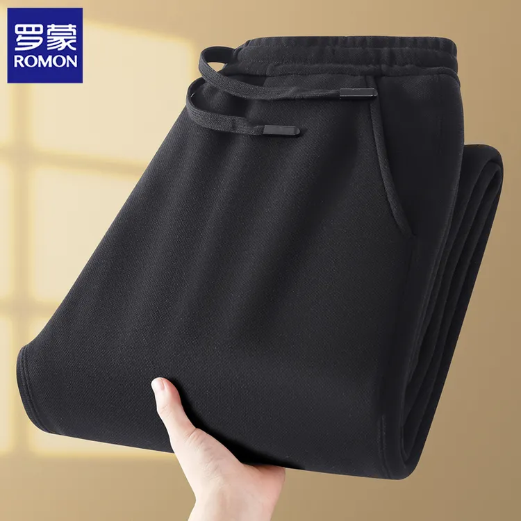 【含绵羊毛+桑蚕丝】罗蒙男士加绒休闲裤秋冬新款加厚保暖弹力卫裤