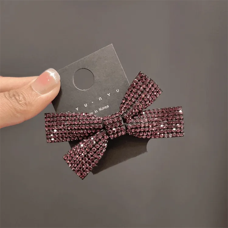 韩版施家钻蝴蝶结鸭嘴夹网红款发夹2024新款刘海侧边夹满钻碎发夹